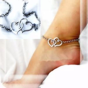 💰Firm Double Heart 💞 Silver Ankle Bracelet